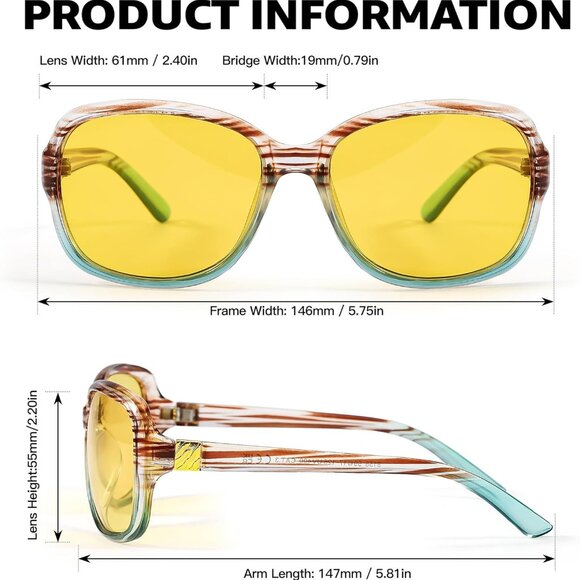 Night Driving Glasses Women Polarized Anti-Glare Yellow Lenses UV400 - Picture 4 of 7